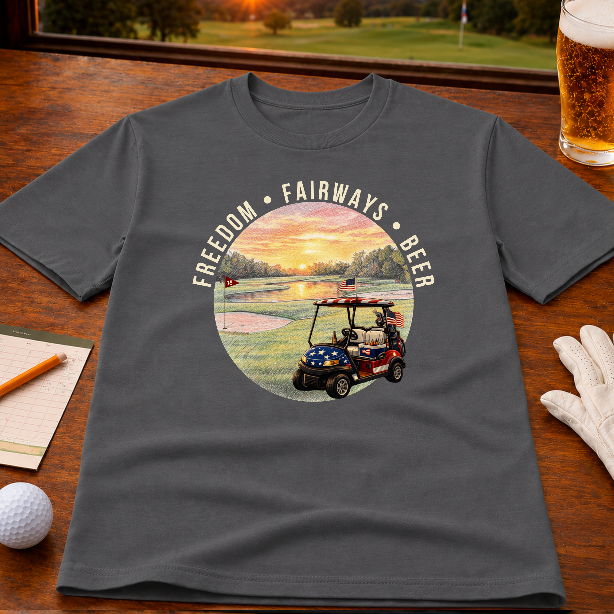 Freedom• Fairways• Beer – Golf Lifestyle T-Shirt