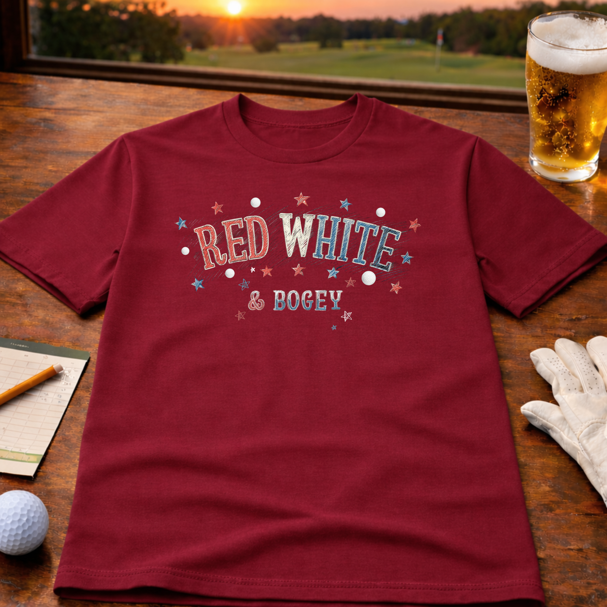 Red White & Bogey – Funny Golf Patriotic T-Shirt
