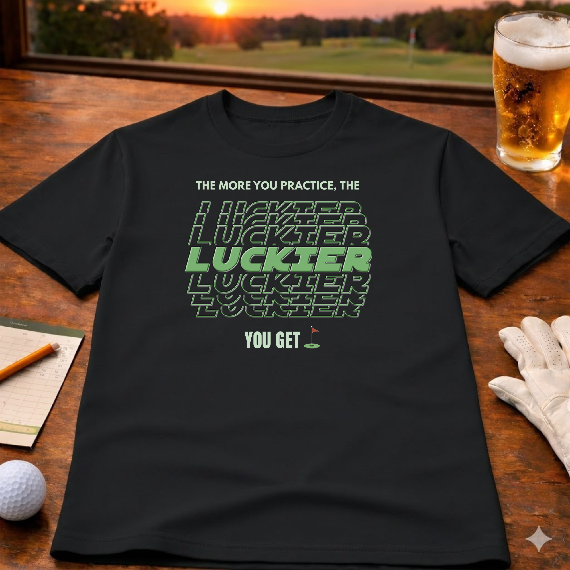 The More You Practice, The Luckier You Get – Golf T-Shirt