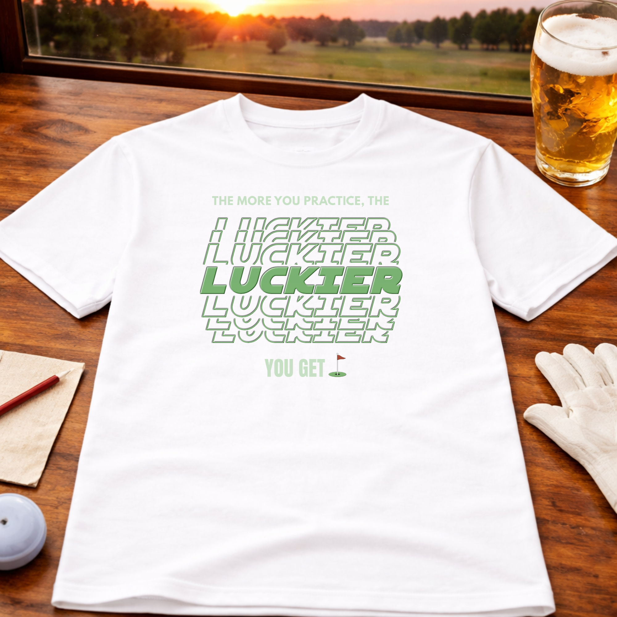 The More You Practice, The Luckier You Get – Golf T-Shirt
