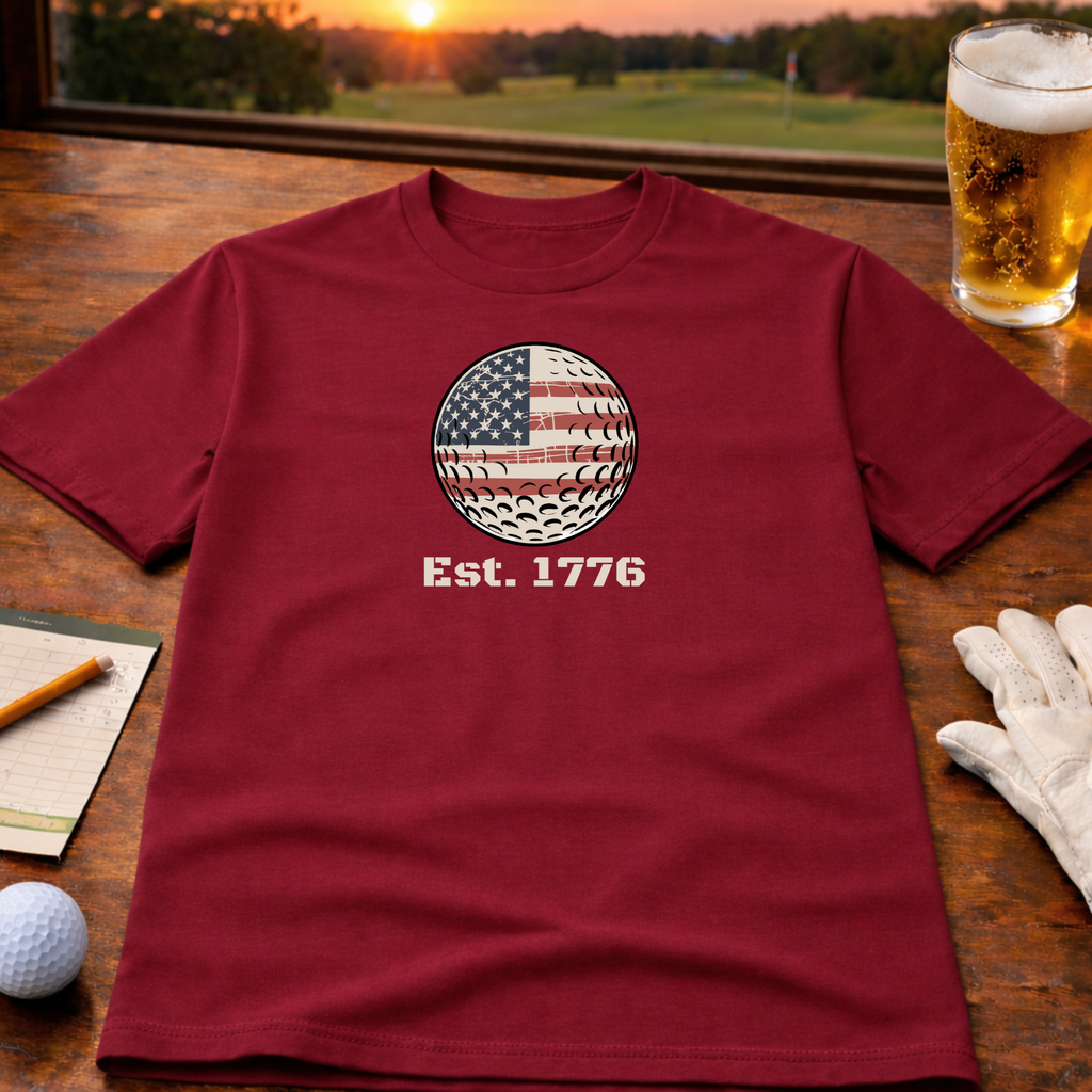 Est. 1776 Golf T-Shirt – Patriotic 4th of July American Flag Tee