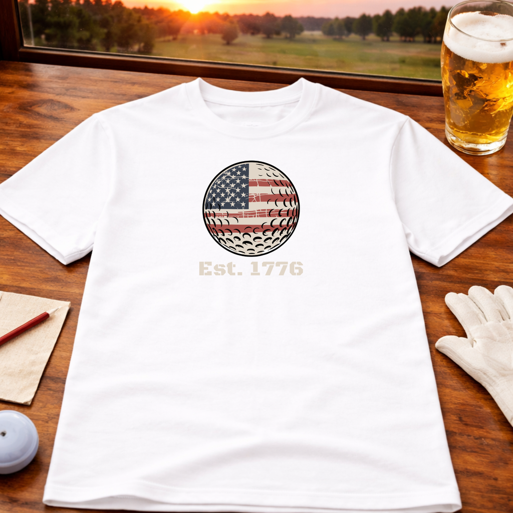 Est. 1776 Golf T-Shirt – Patriotic 4th of July American Flag Tee
