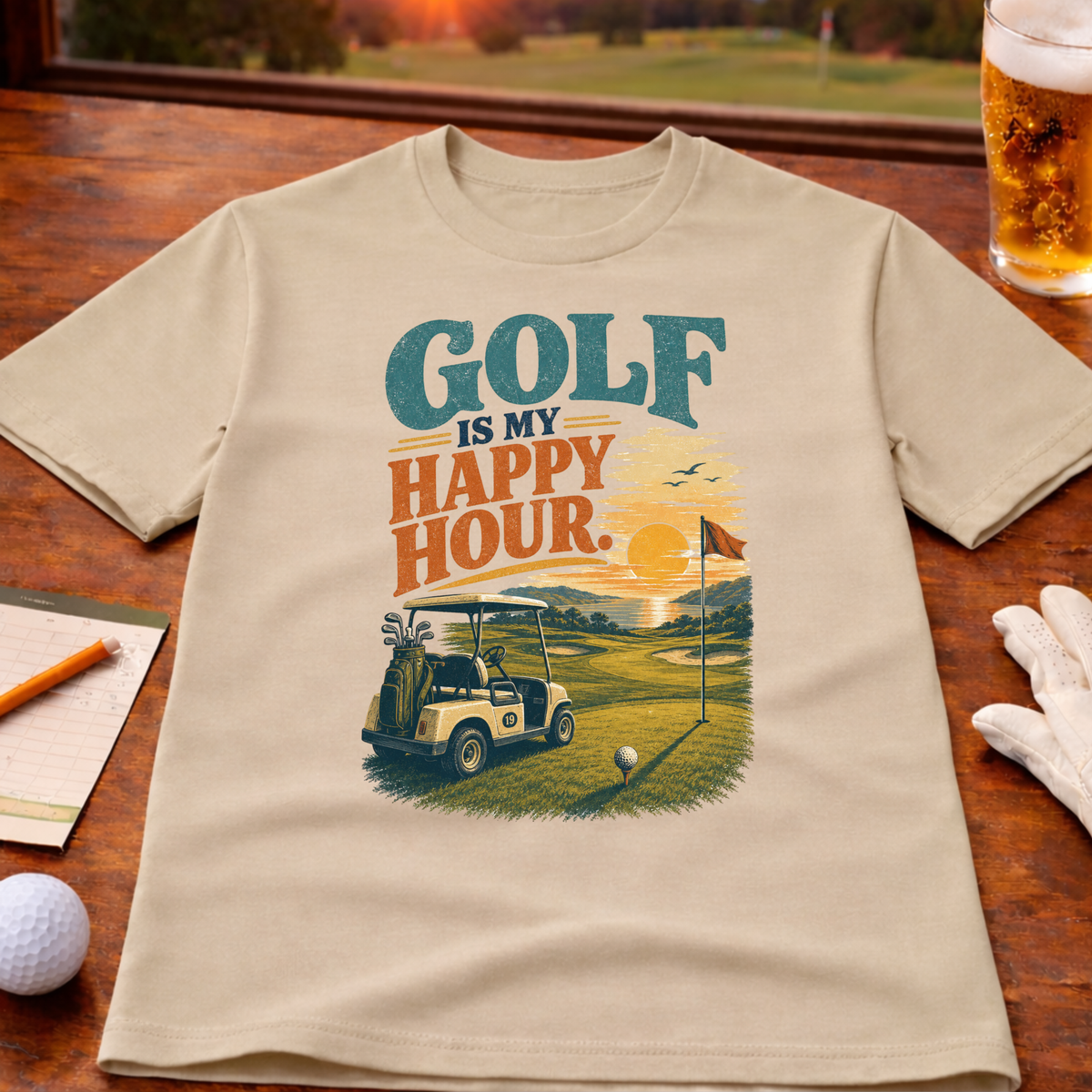 Golf Is My Happy Hour Golf T-Shirt