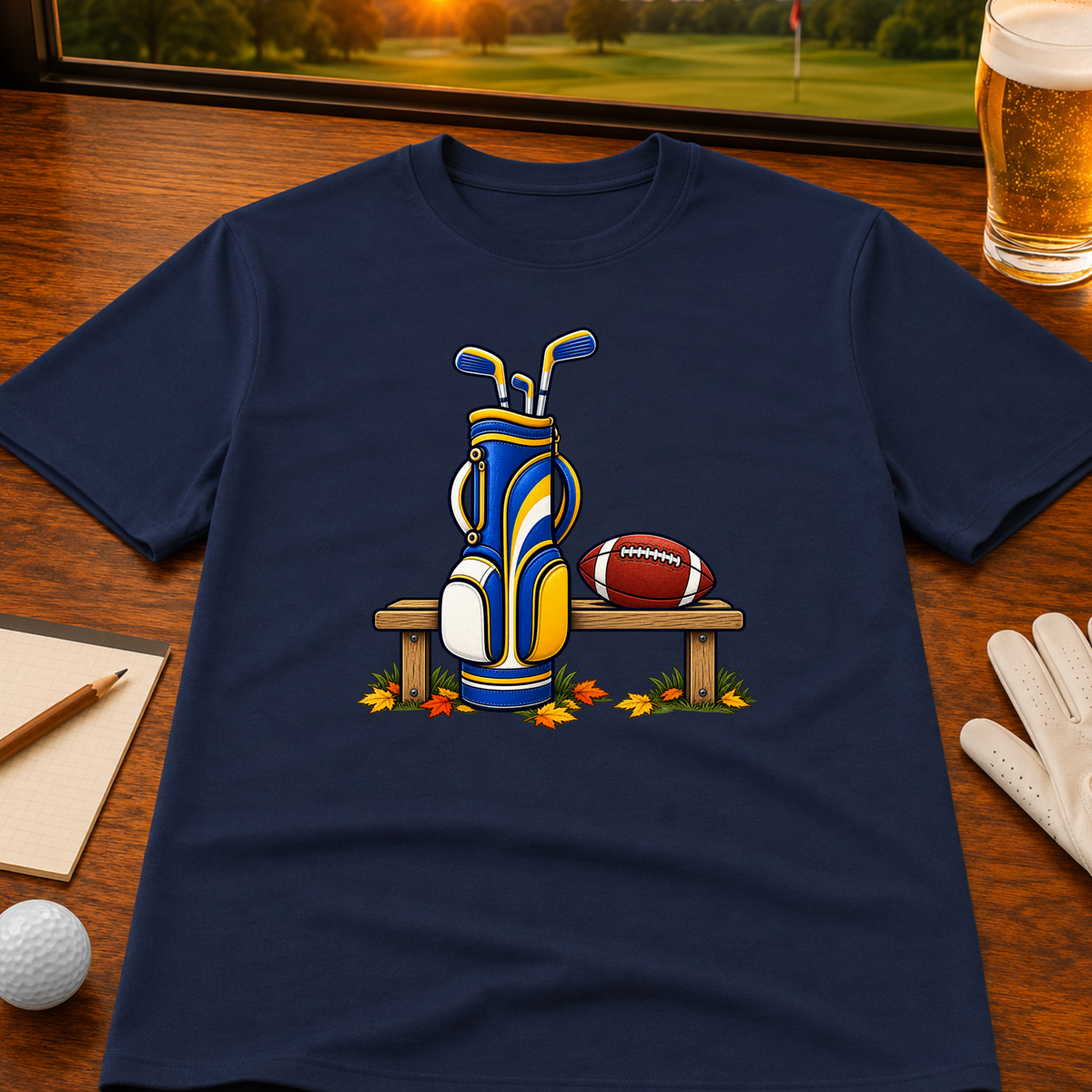 Seasons Change Blue & Gold Golf T-Shirt