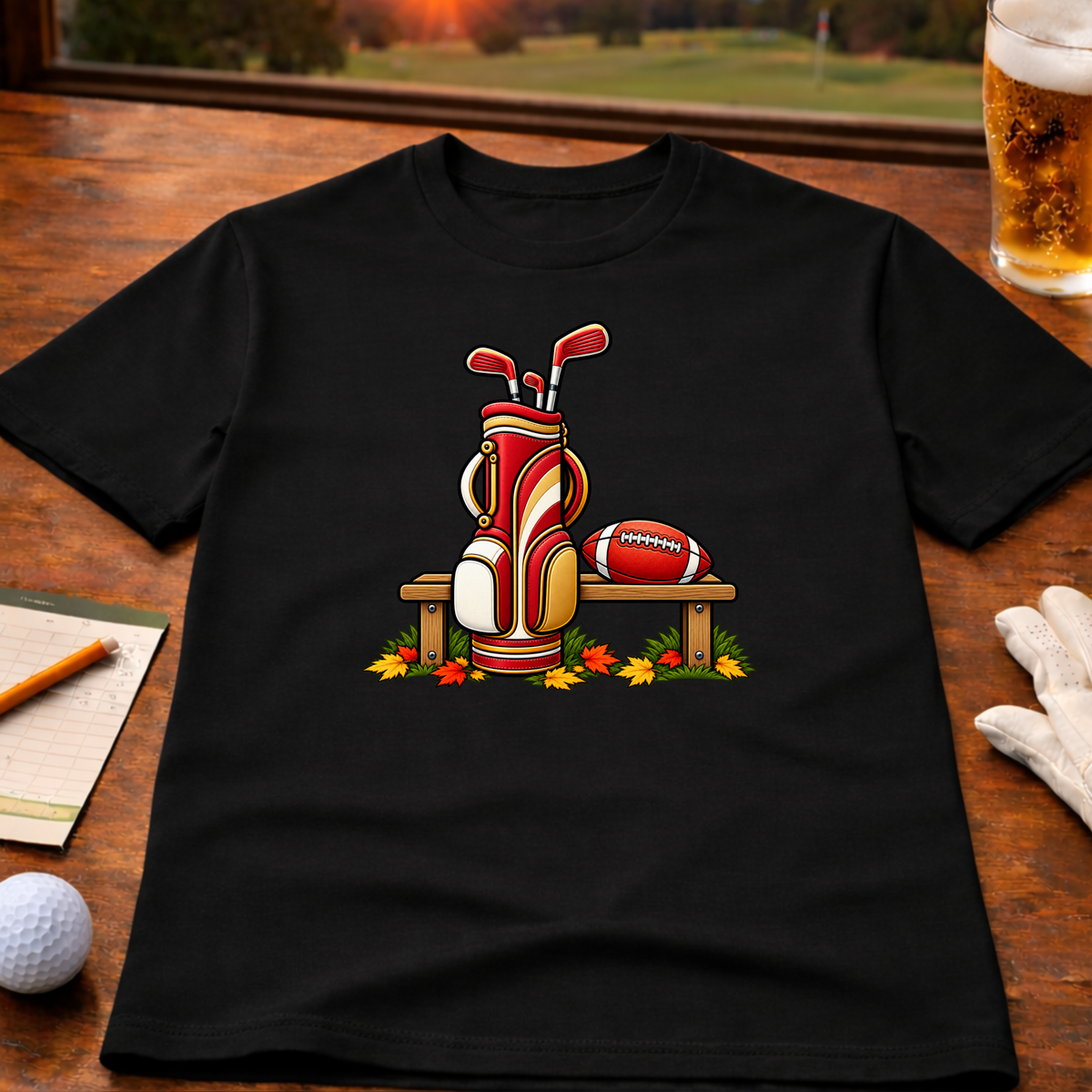 Seasons Change - Red & Gold Golf T-Shirt